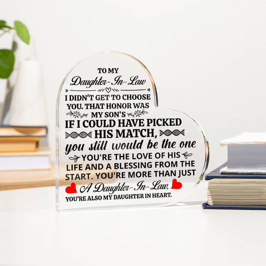 To My Daughter In Law Honor Heart Acrylic Plaque
