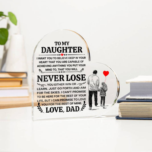 To My Daughter Promise Heart Acrylic Plaque