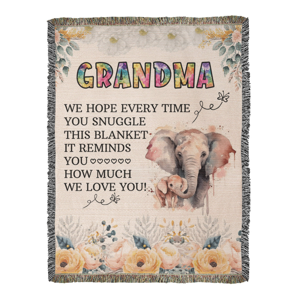To My Grandma - Elephant Woven Blanket